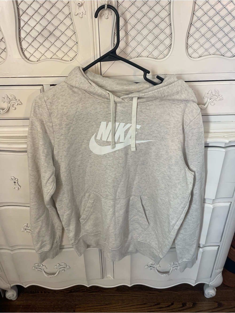 Nike Heather Gray Pullover Hoodie with Black Logo